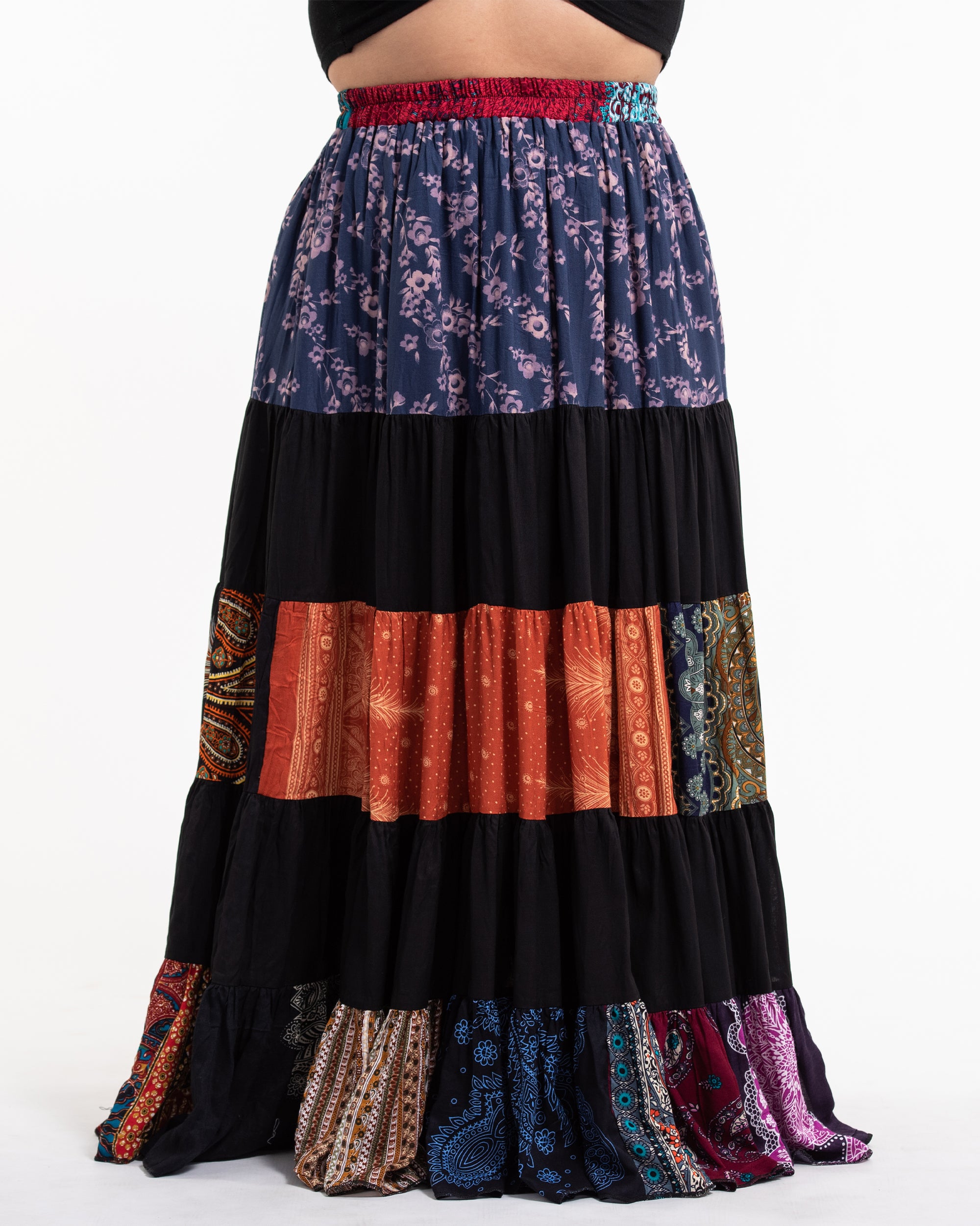 Plus Size Patchwork Long Skirt in Black – Harem Pants