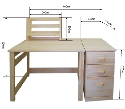 総ひのきで作った学習机・勉強机・デスク 木曾桧（ひのき）節なし材