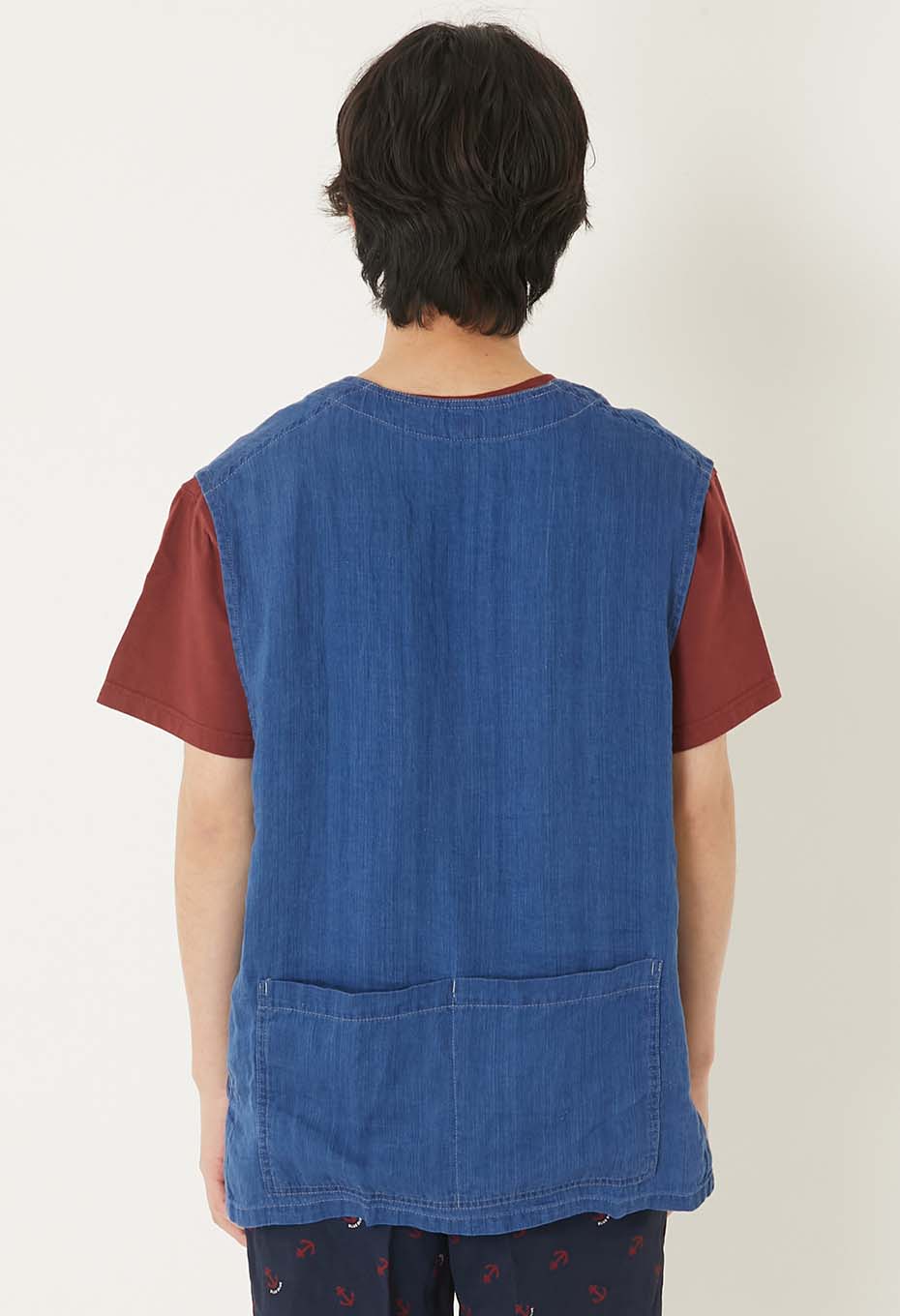 インディゴリネン ハイカウントツイル プルオーバーベスト | BLUE BLUE