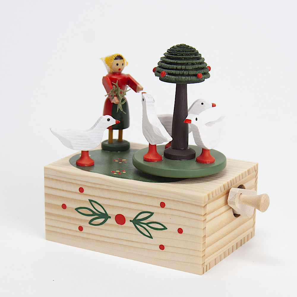 手回しオルゴール アヒルと女の子：生活・くらし：百町森