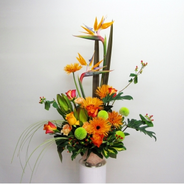 お取り寄せ オリジナルフラワー ストレチアとガーベラのオレンジ