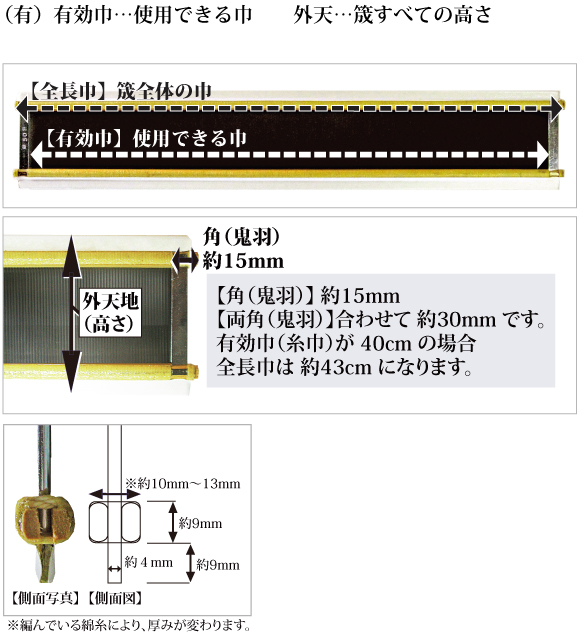 竹筬式 金筬 在庫表【-手織りの道具屋-稲垣機料】