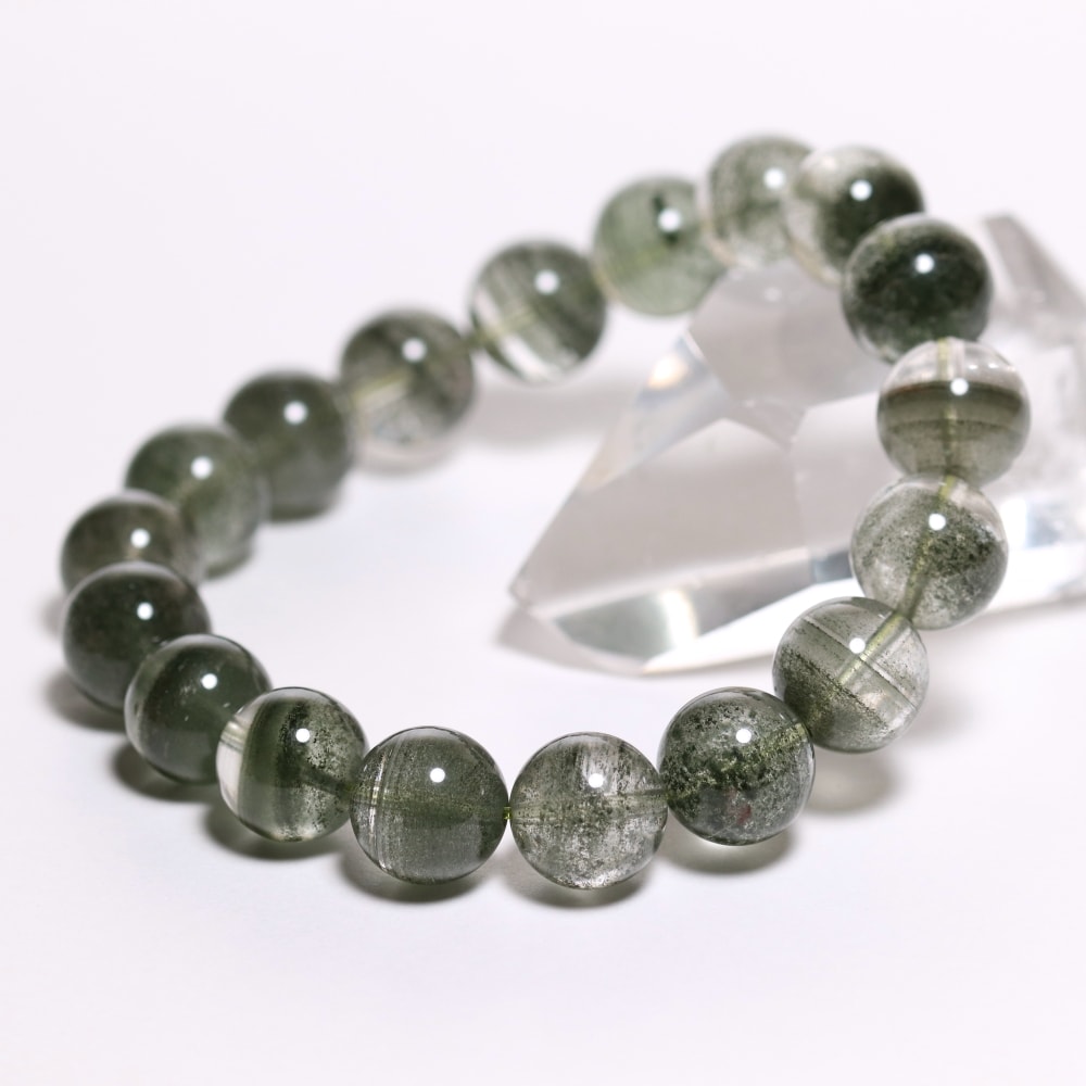 高品質]層状グリーンガーデンクォーツブレスレット/千層ガーデン水晶