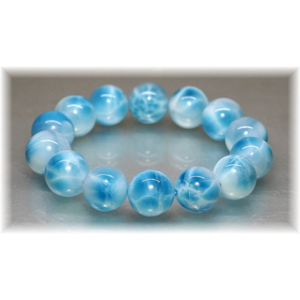 プレミアム]ラリマーブレスレット（約16mm玉） - 埼玉県吉川市の天然石