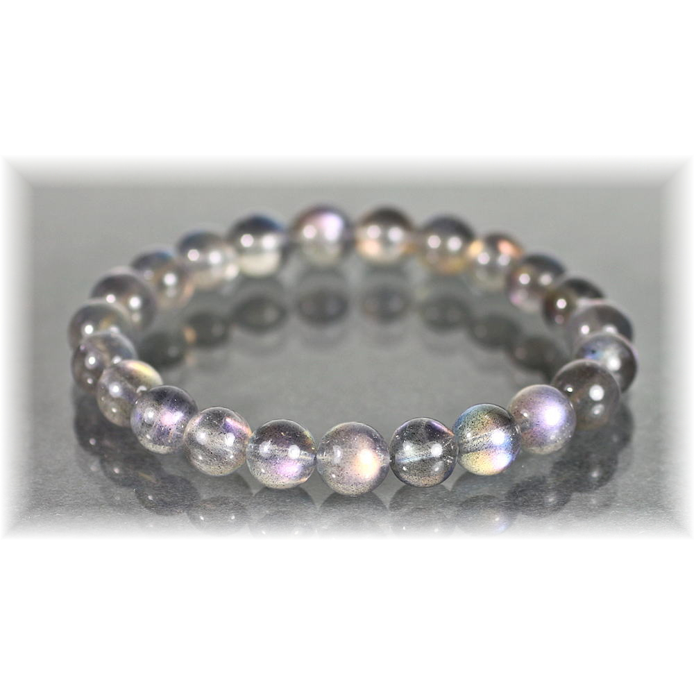 最高品質]マダガスカル産ラブラドライトブレスレット（約8mm玉