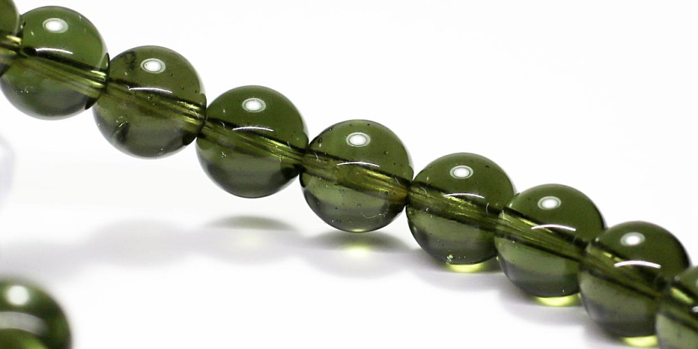 最高品質]天然モルダバイトブレスレット（約8.5mm玉・鑑別書付