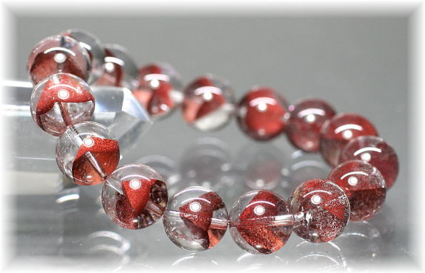 高品質]ブラジル産レッドファントムクォーツブレスレット（約13mm玉