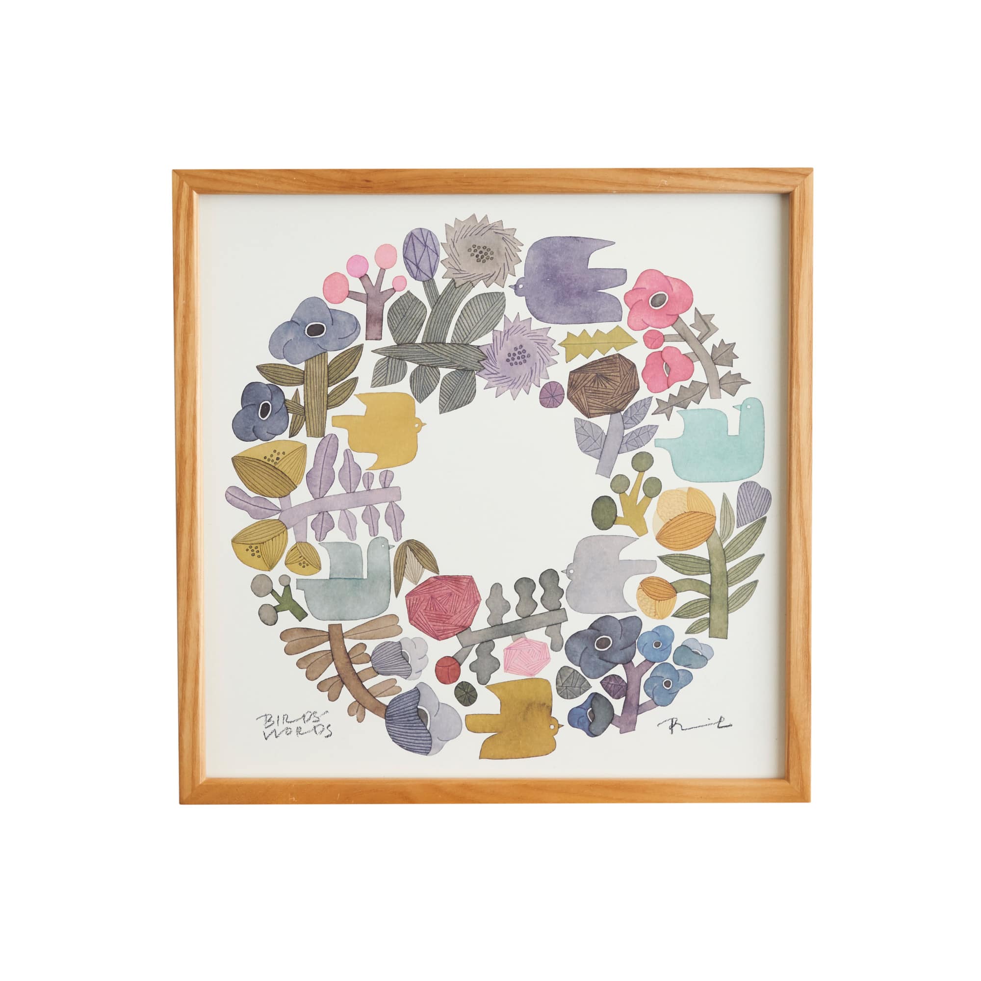 定番品】BIRDS' WORDS グラフィック シャビーリース 30 ナチュラル