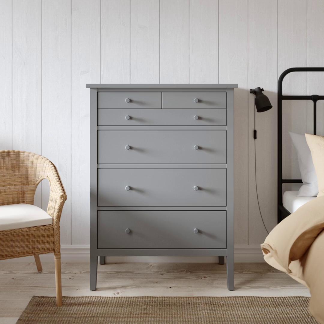 GULLABERG グラベリ チェスト（引き出し×6）, グレー/転倒防止機能付き