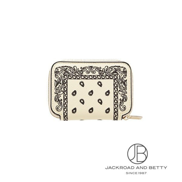 ラウンドジップ ミニ ウォレット バンダナ ホワイト 白[] Bandana Mini