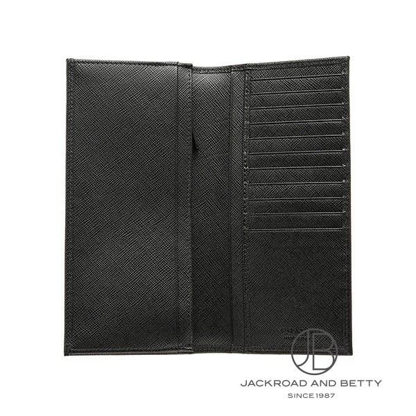 サフィアーノレザー トライアングル ウォレット 長財布 ネロ ブラック