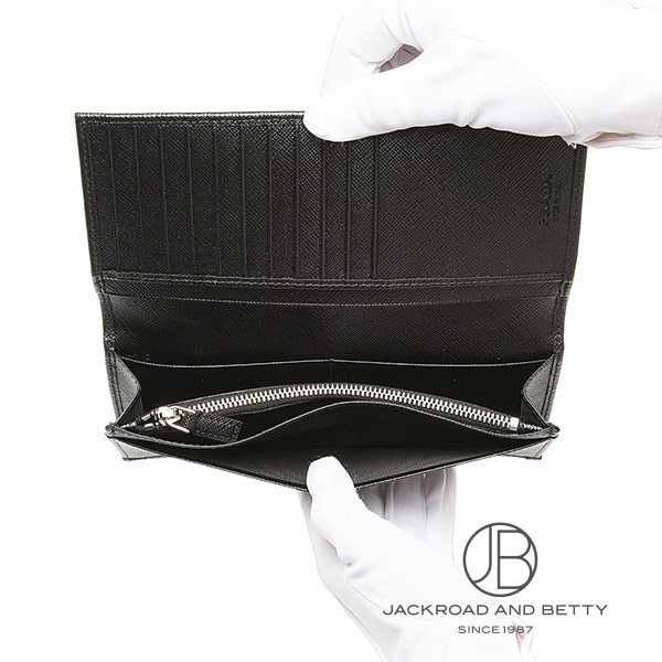 サフィアーノレザー トライアングル ウォレット 長財布 ネロ ブラック