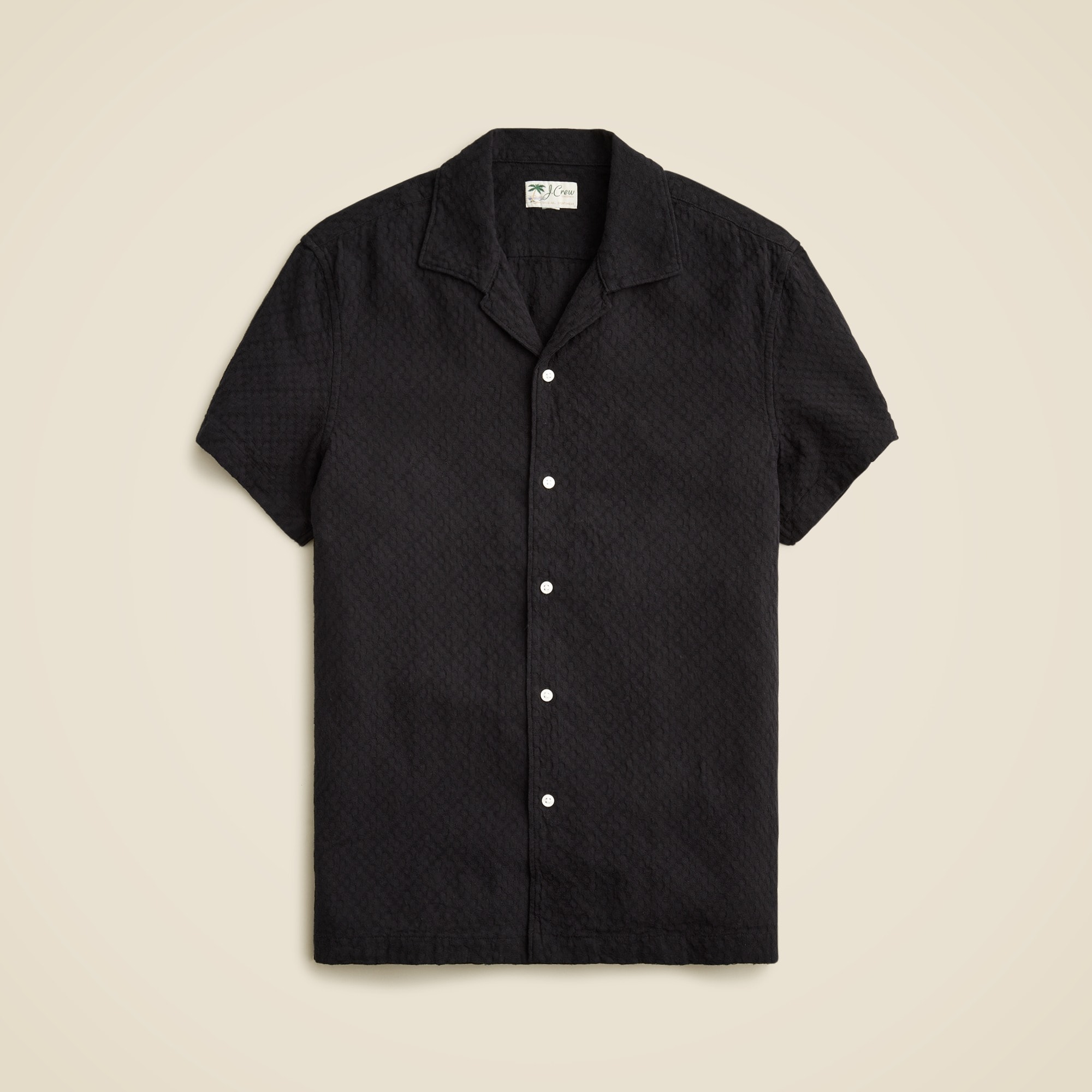 Short-sleeve Textured Cotton Camp-collar Shirt For Men | J.Crew