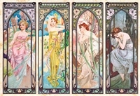 新品 未開封 廃盤 ミュシャ ジグソーパズル 2点セット やのまん