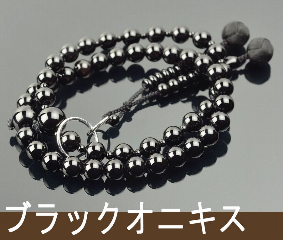 ブラックオニキス 梵天カガリ房（黒） 浄土宗 男性用本式数珠 ｜ 数珠