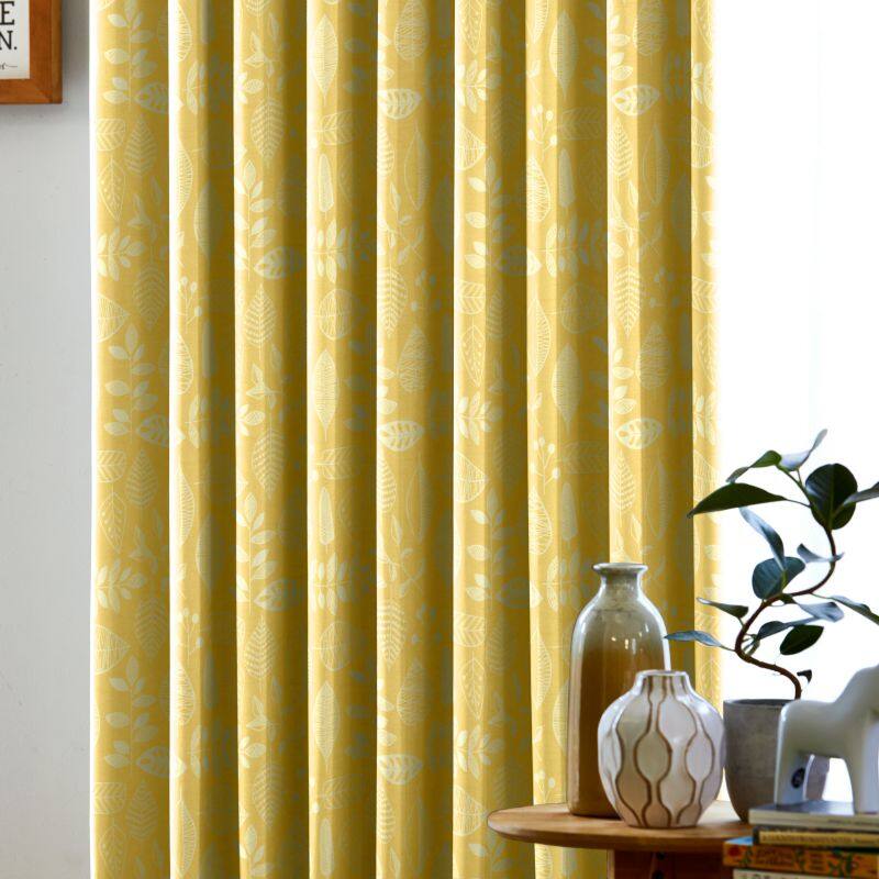 シンプルリーフカーテン JD-19236 イエロー ｜ジャストカーテン