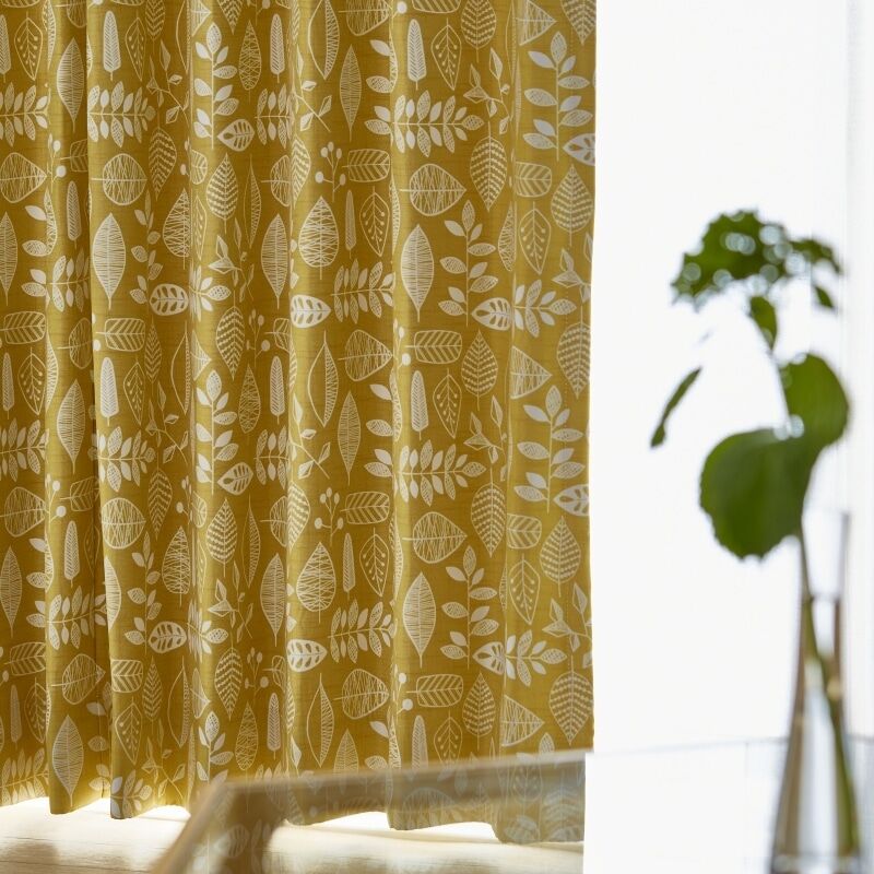 シンプルリーフカーテン JD-19236 イエロー ｜ジャストカーテン