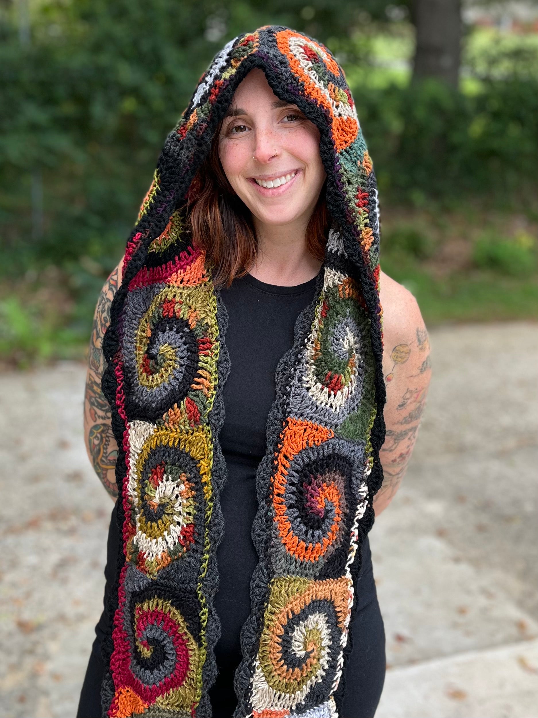 Spiral Hooded Scarf Pattern – Of Mars Crochet