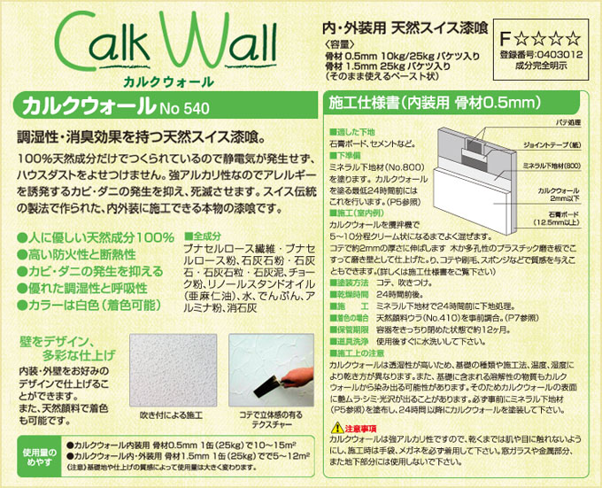 スイスウォール 天然スイス漆喰 SWISSWALL 内・外装用 カルクウォール