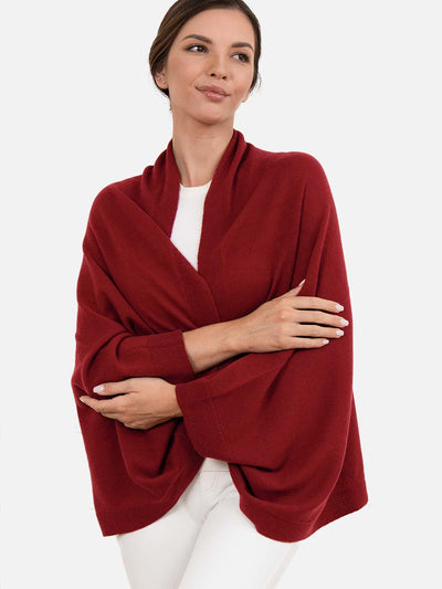 100% Cashmere Wrap| Wine Red Wearable Cashmere Wrap | Ovcio