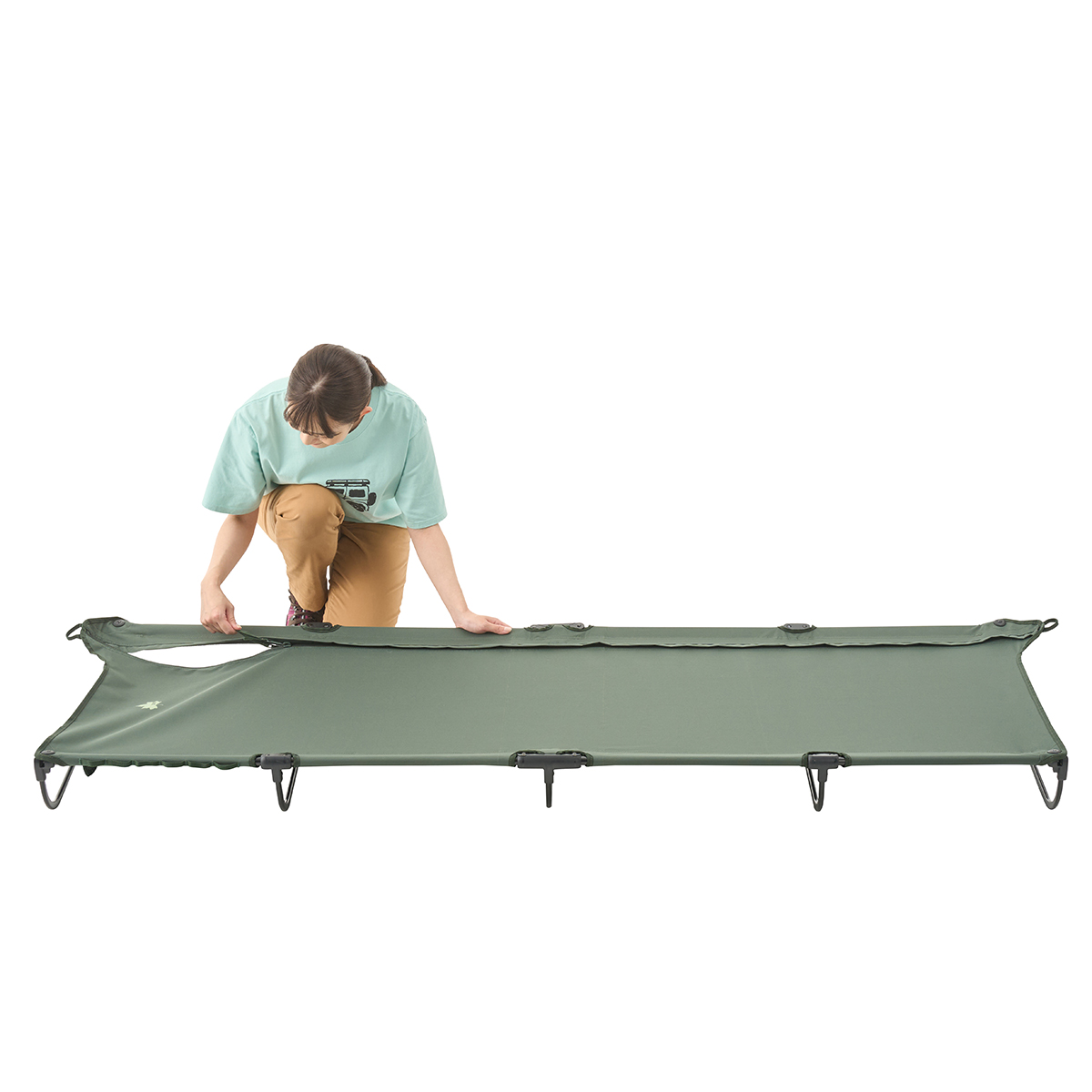 LOGOS 折りたたみコット ローコット ダークグリーン 2点セット LOGOS