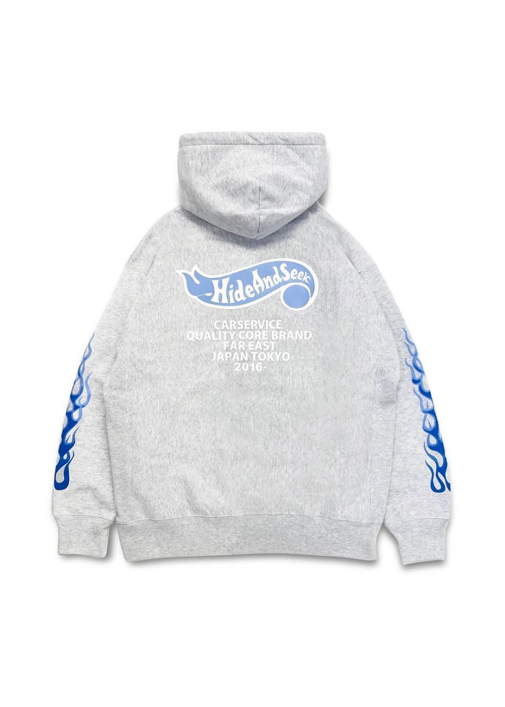 HIDE AND SEEK - ×CARSERVICE HOODED SWEAT SHIRT (H-GRAY) / カー