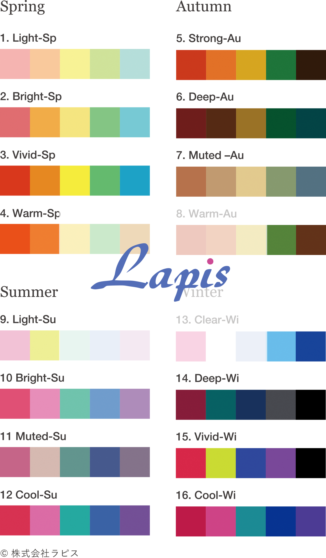 ラピス特許 16タイプ・パーソナルカラー®|『運命の似合う色』16タイプ