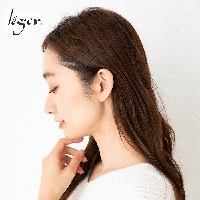 チタン製 ヘアピン・黒/玉無し/カーブタイプ(5本セット) ｜leger