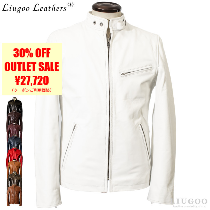 Liugoo Leathers 本革 シングルライダースジャケット メンズ