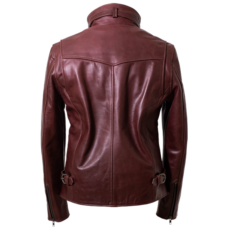 Liugoo Leathers 本革 襟ボアハイネックシングルライダースジャケット