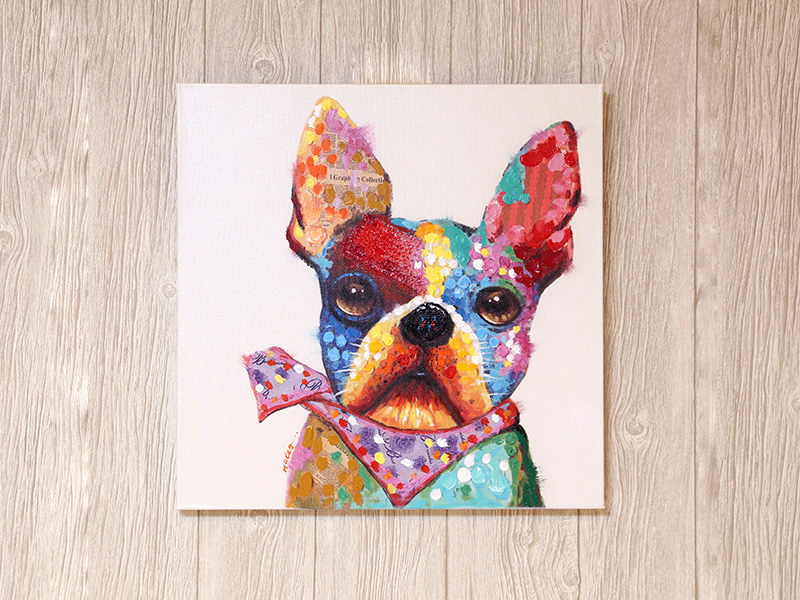 ブルドッグ (スカーフ) 60×60cm - アート・インテリア絵画の通販