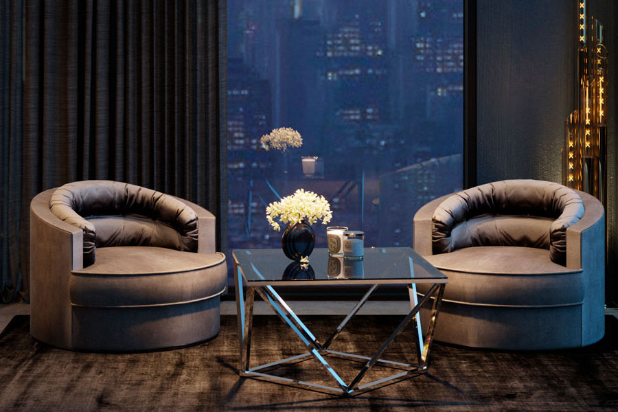 ミュージックホール グレー アームチェア - パーソナルチェア