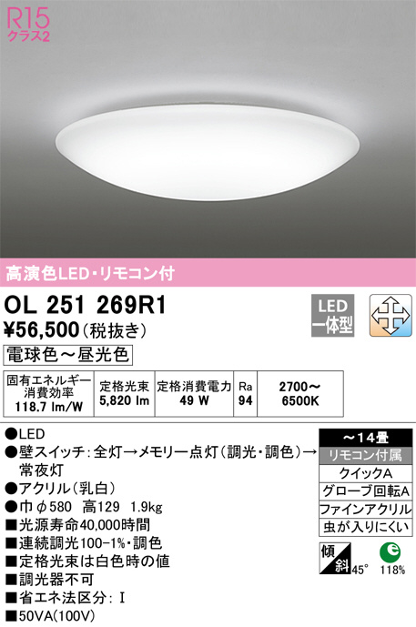 ODELIC オーデリック シーリングライト OL251269R1 | 商品紹介 | 照明