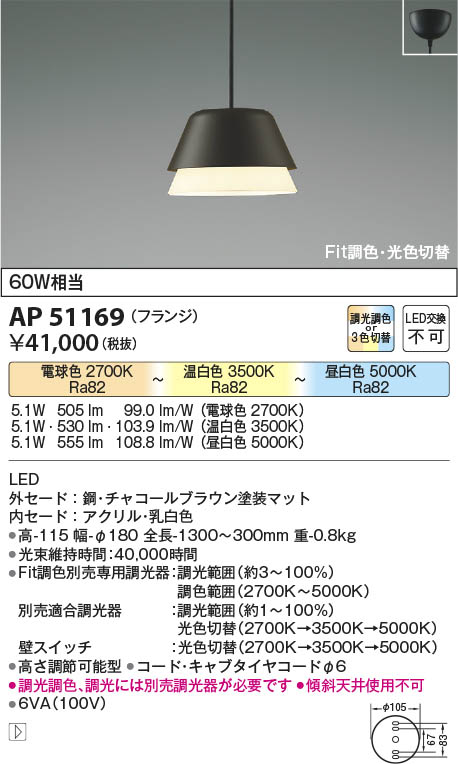 Koizumi コイズミ照明 LEDペンダント AP51169 | 商品紹介 | 照明器具の