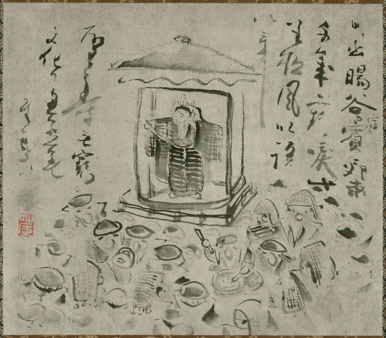 模写/仙崖義梵/仙崖和尚/人物画賛/布袋屋掛軸HJ-897 模写/