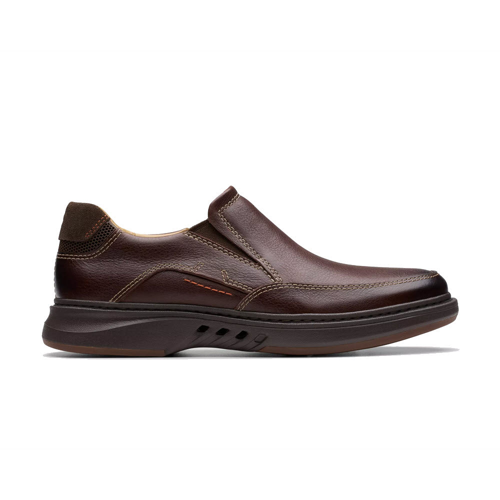 CLARKS UN BRILEY STEP SLIP ON MAHOGANY LEATHER - MENS - Lamey