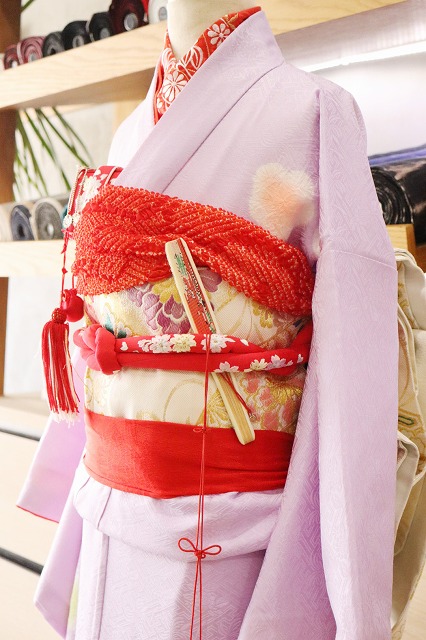 七五三 正絹絞り四つ身着物 絞り 刺繍 長襦袢セット 7歳用 七五三着物