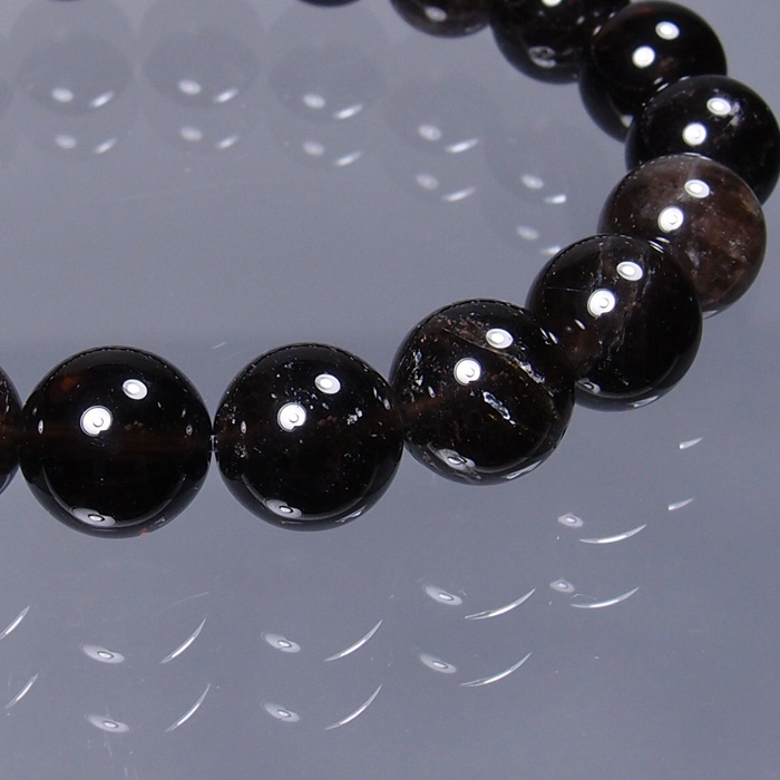 BYS110 山梨県黒平産黒水晶10mm玉ブレスレット 山梨の職人が製作した