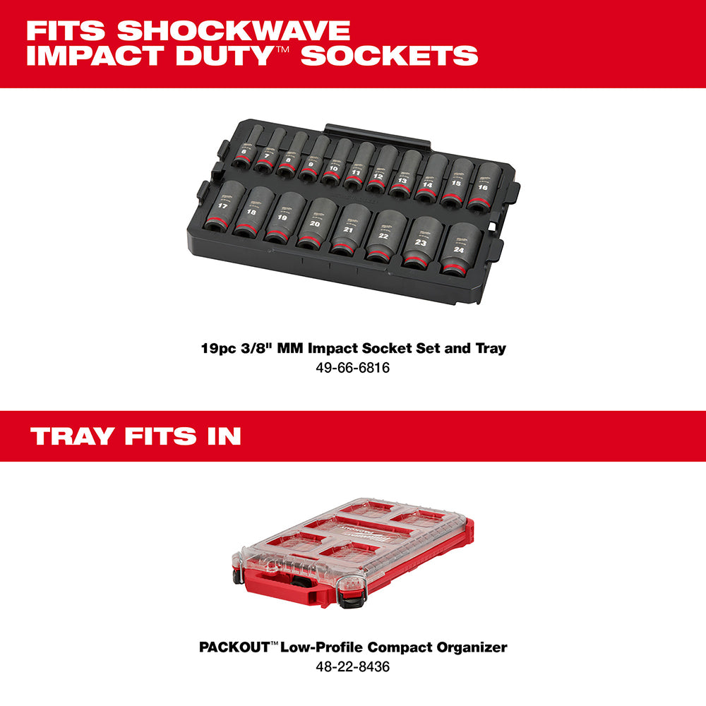 Milwaukee 49-66-6816 SHOCKWAVE 3/8” Impact Duty Socket MM TRAY Set