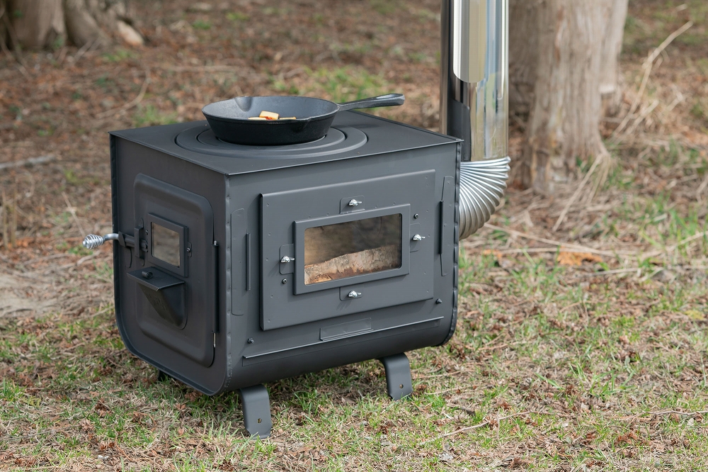 新保製作所3面窓付き薪ストーブFIRESIDE 煙突横出しオプションセット