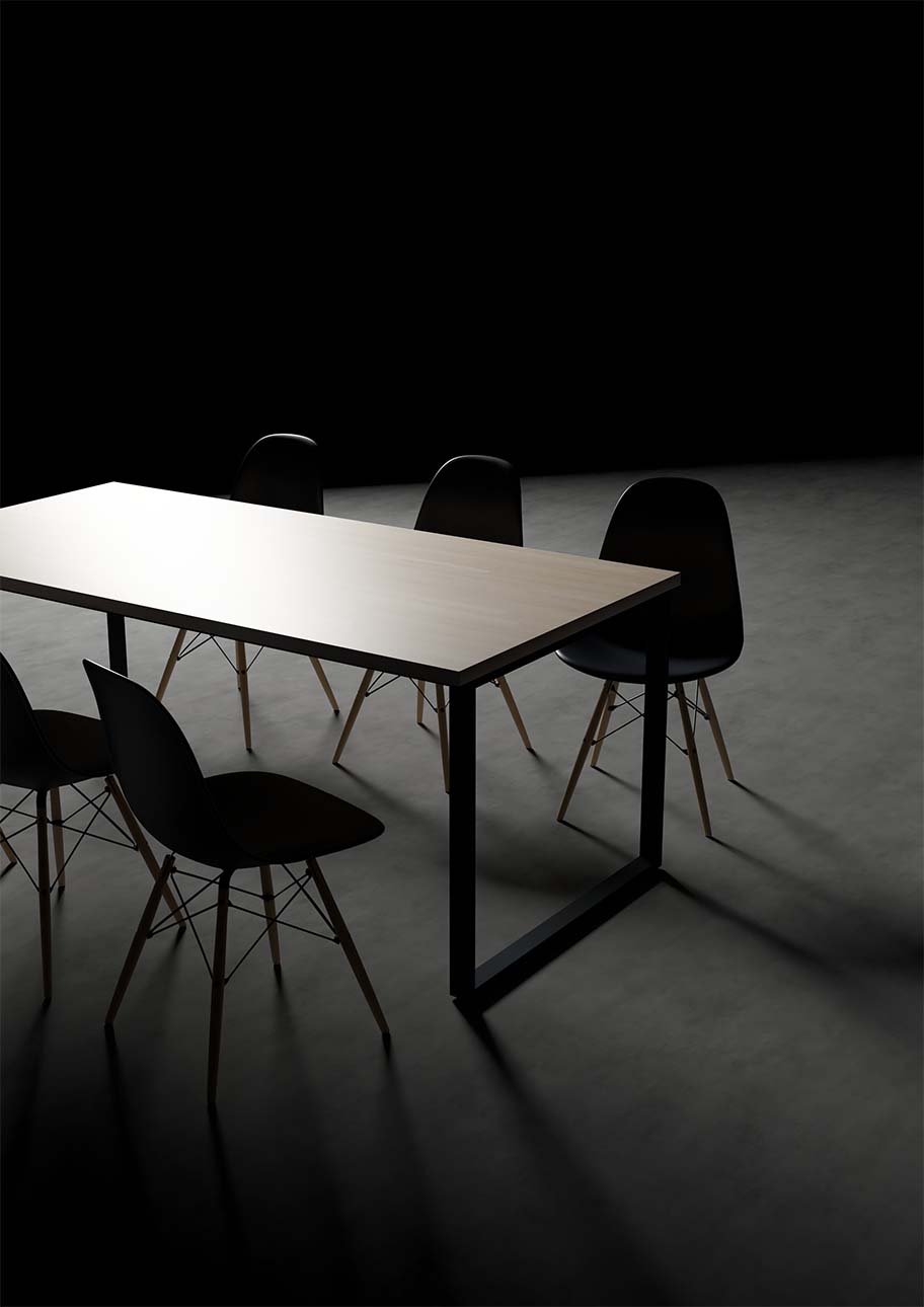 ダイニングテーブル スチール脚（RO） 幅1800×奥行900㎜ ラバーウッド