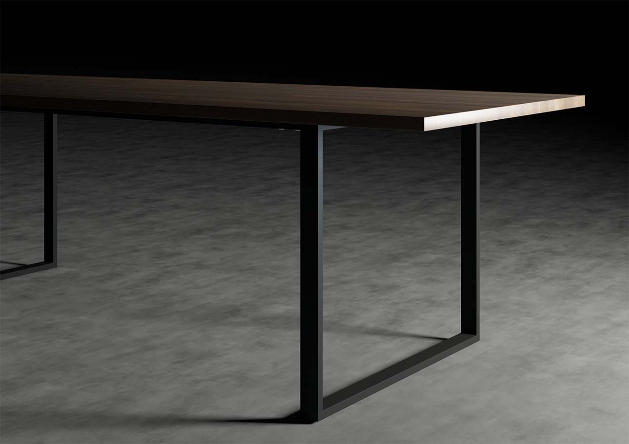 ダイニングテーブル スチール脚（RO） 幅2400×奥行900㎜ ラバーウッド