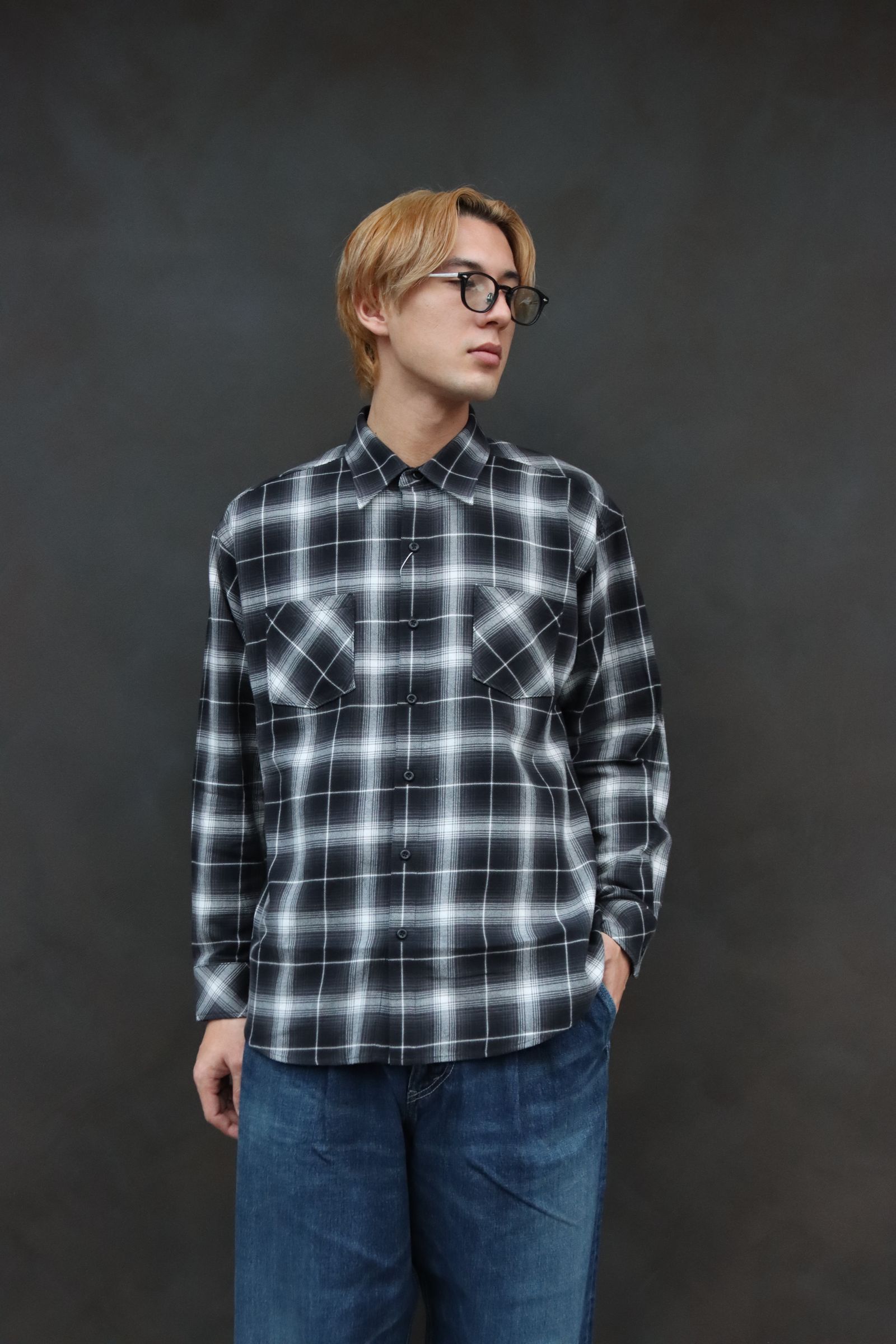 Rafu ネルシャツ Lサイズ Rafu チェック柄ネルシャツ Lサイズ ブラック