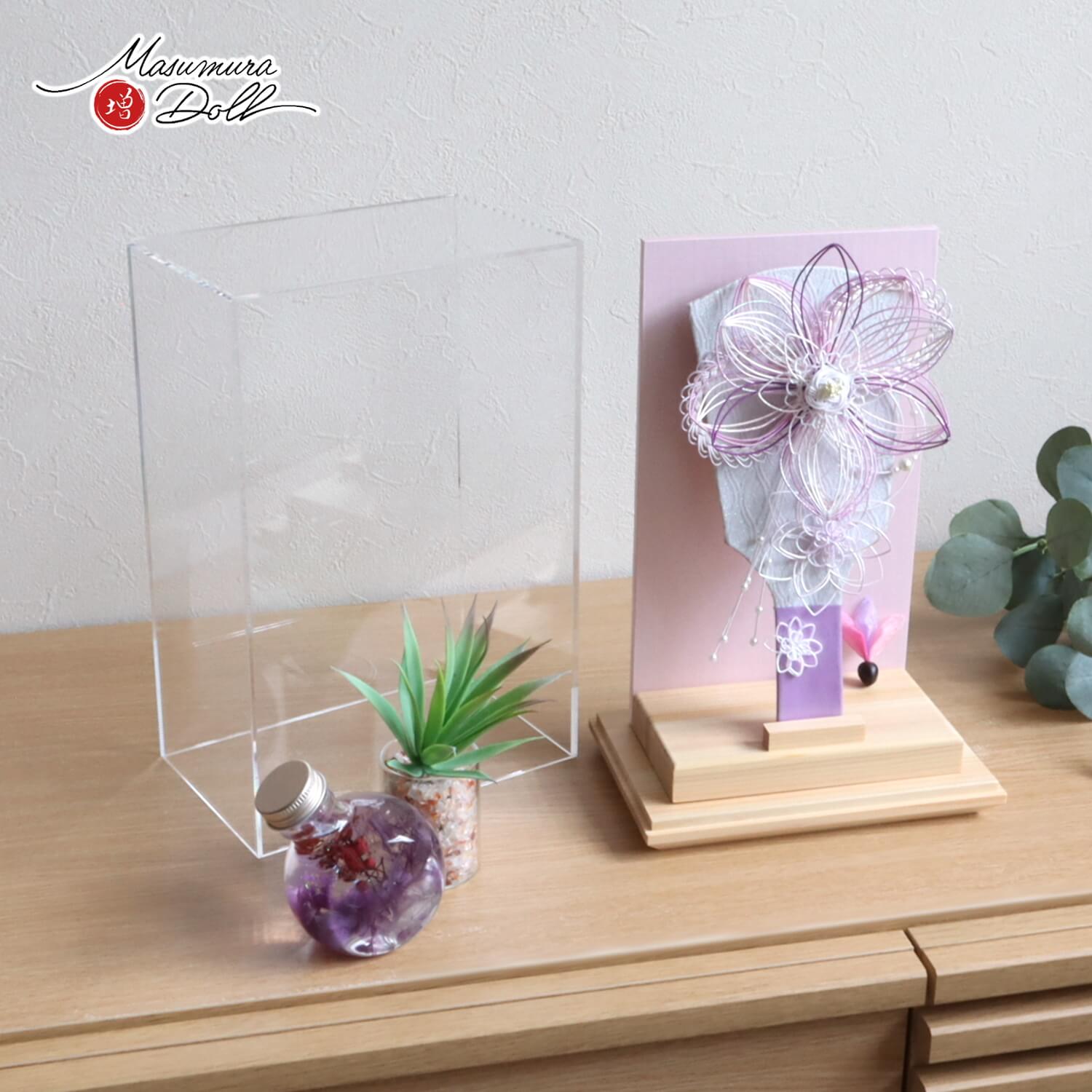 新作 羽子板 アクリルケース 8号 水引 パープル 羽子板 ミニ羽子板