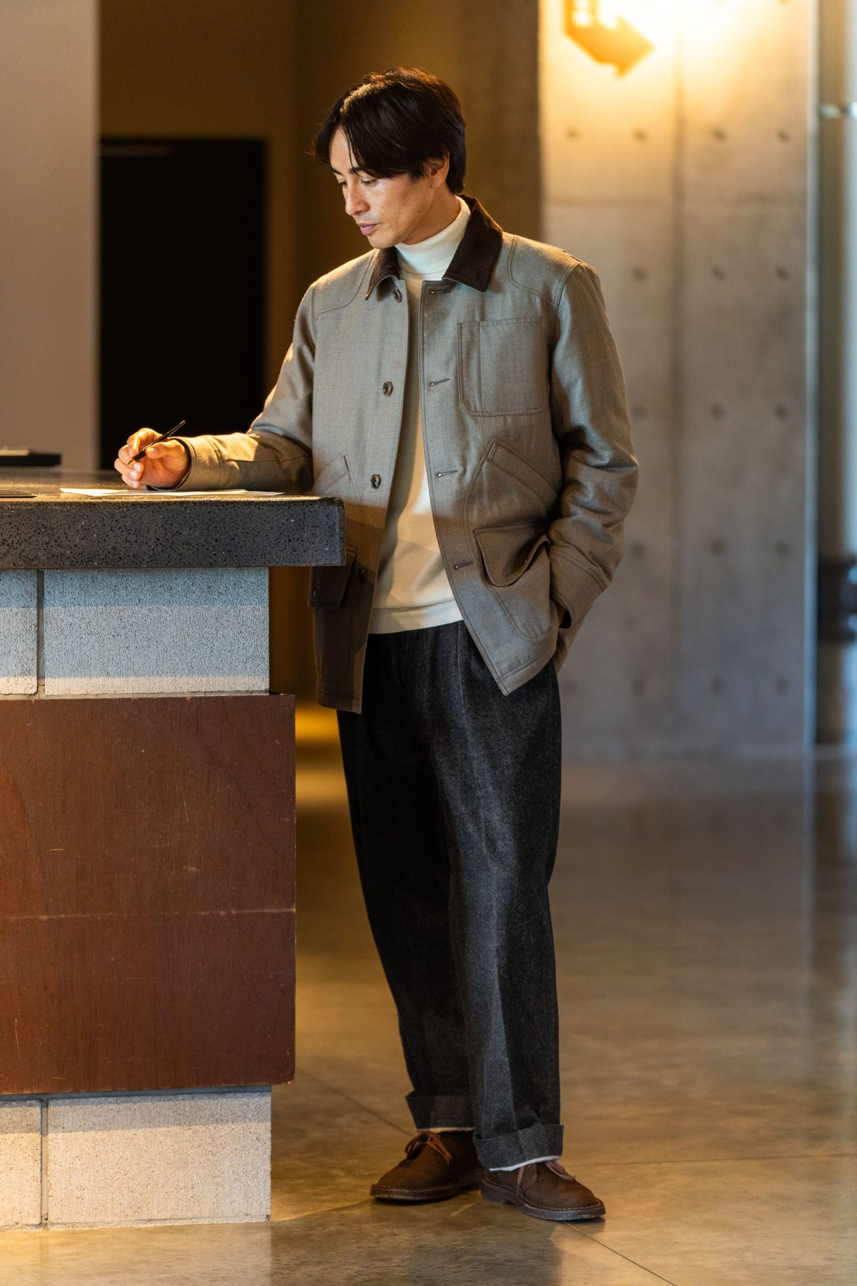 モーガン着用OURLEGACY coated herringbone jeans モーガン着用