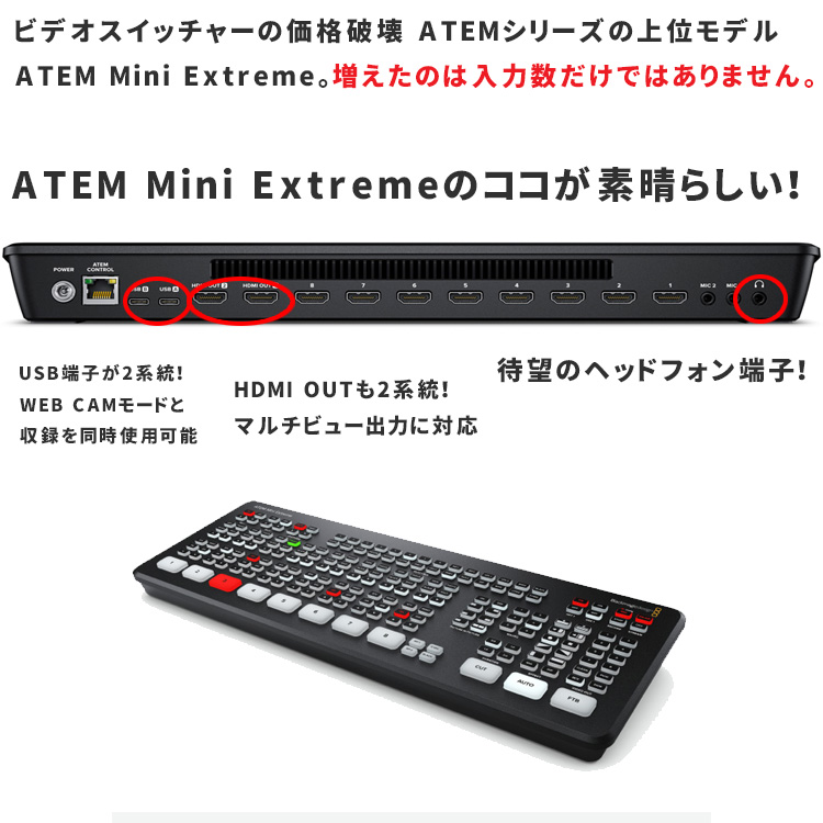 Blackmagic HDMI ビデオスイッチャー ATEM Mini Extreme ISO