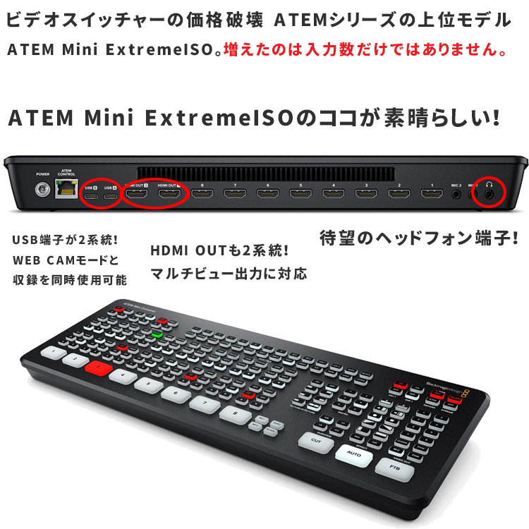 Blackmagic HDMI ビデオスイッチャー ATEM Mini Extreme ISO