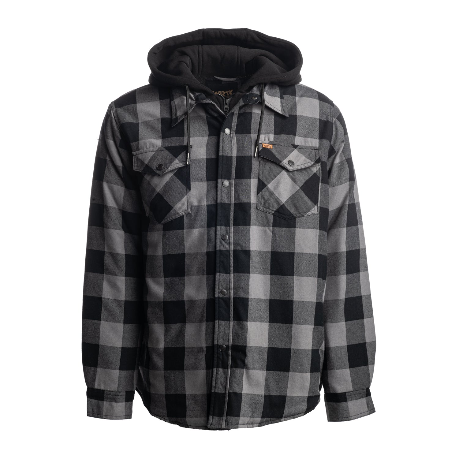 Men's Quilted Flannel Jacket with Hood - TK-1687GRY