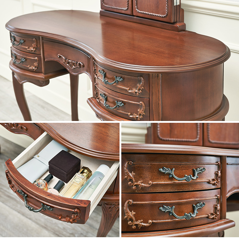 猫脚 ドレッサー 化粧台 RD-1461 マホガニー 手彫り仕上げ モダン