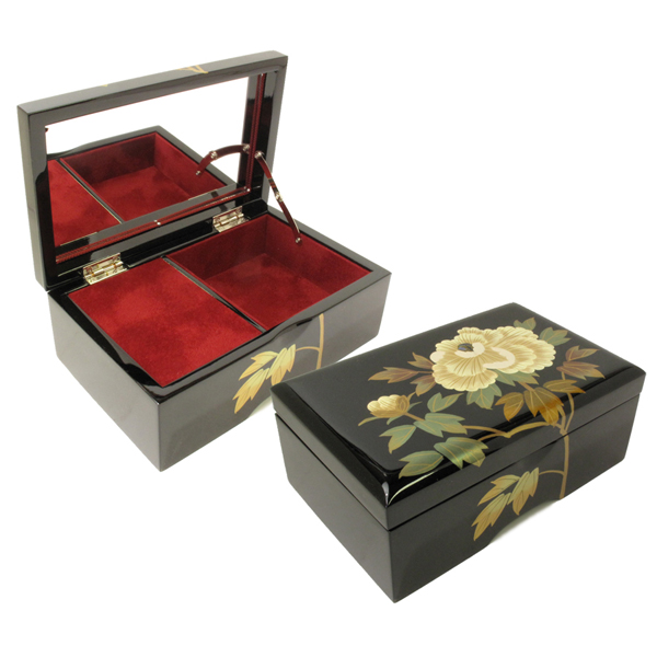 18弁・23弁・30弁】会津塗 宝石箱（M）黒 オルゴール ｜株式会社